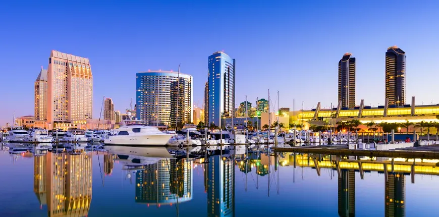 San diego, california boats in the harbor.